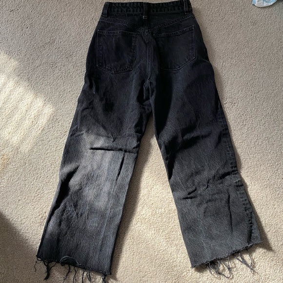 black zara high rise wide leg ripped jeans size (6) - Picture 2 of 3
